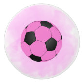 Fun Girly Bright Pink Black Voetbal Keramische Knop (Voorkant)