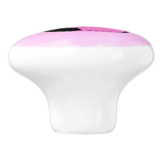 Fun Girly Bright Pink Black Voetbal Keramische Knop (Zijkant)