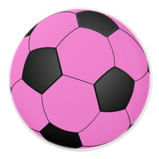 Fun Girly Bright Pink Black Voetbal Keramische Knop (Voorkant)