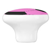 Fun Girly Bright Pink Black Voetbal Keramische Knop (Zijkant)