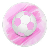 Fun Girly Bright Pink Black Voetbal Keramische Knop (Voorkant)