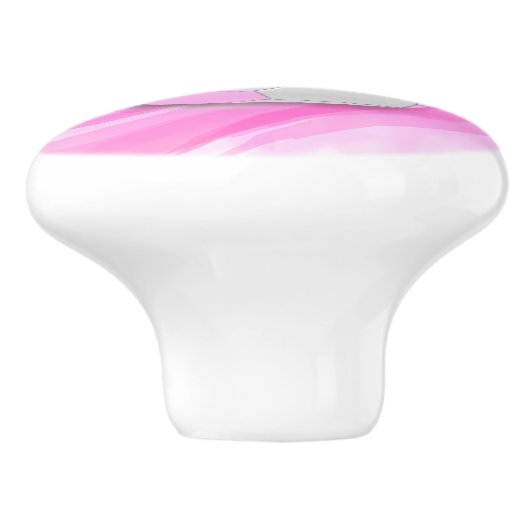 Fun Girly Bright Pink Black Voetbal Keramische Knop (Zijkant)