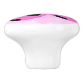 Fun Girly Drie heldere roze zwarte Voetballen Keramische Knop (Zijkant)