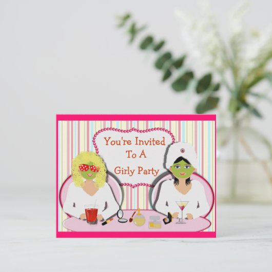 Fun Girly Pamper Party Theme Kaart (Staand voorkant)