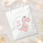 Fun Girly Pink Blauwgroen Dinosaur Birthday Party Bedankzakje (Geknipt)