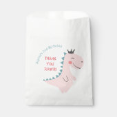 Fun Girly Pink Blauwgroen Dinosaur Birthday Party Bedankzakje (Voorkant)