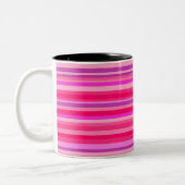 Fun, Girly Pink en Paarse Stripes Patroon Tweekleurige Koffiemok (Links)