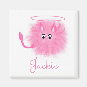 Fun Girly Pink Fluffy Cute Cartoon Saint of Sinner Magneet