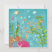 Fun Girly Pink Hair Mermaid Mam & Me Pool Party Kaart (Achterkant)