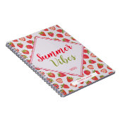 Fun Girly Pink Strawberry Summer Vibes Quote Notitieboek (Rechterzijde)