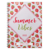 Fun Girly Pink Strawberry Summer Vibes Quote Notitieboek (Voorkant)