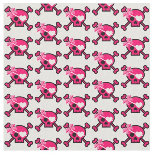Fun Girly Skull Stof (Close Up)