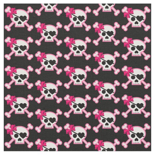 Fun Girly Skull Stof (Close Up)