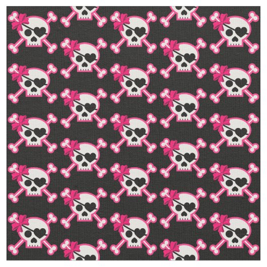 Fun Girly Skull Stof (Close Up)