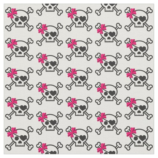 Fun Girly Skull Stof (Close Up)