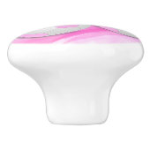 Fun Girly Three Pastel Pink White Voetballen Keramische Knop (Zijkant)