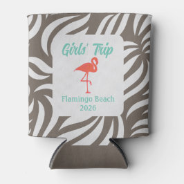 Fun Girly Tropical Flamingo & Foliage Vacation Blikjeskoeler
