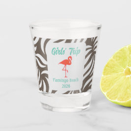 Fun Girly Tropical Flamingo & Foliage Vacation Shot Glas