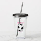 Fun Girly Voetbal Custom Pink Birthday Party Acryl Drinkbeker (Achterkant)