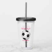 Fun Girly Voetbal Custom Pink Birthday Party Acryl Drinkbeker (Voorkant)