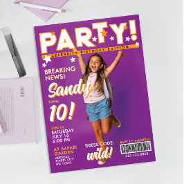 Fun Glam Colorful Pink Girl 12th Celebrity Party  Kaart