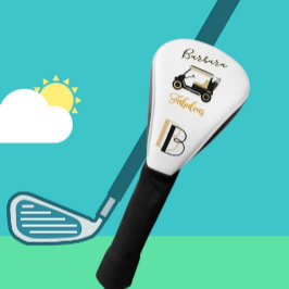 Fun Glam Glitz Name Gold Trim Diamond Golf Cart Golfheadcover