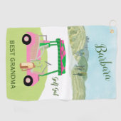 Fun Glam Golf Cart Best Grandma Persoonlijke naam Golfhanddoek (Horizontaal)