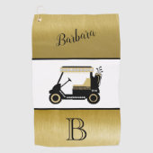 Fun Glam Golf Cart Monogram Naam Golfhanddoek (Voorkant)