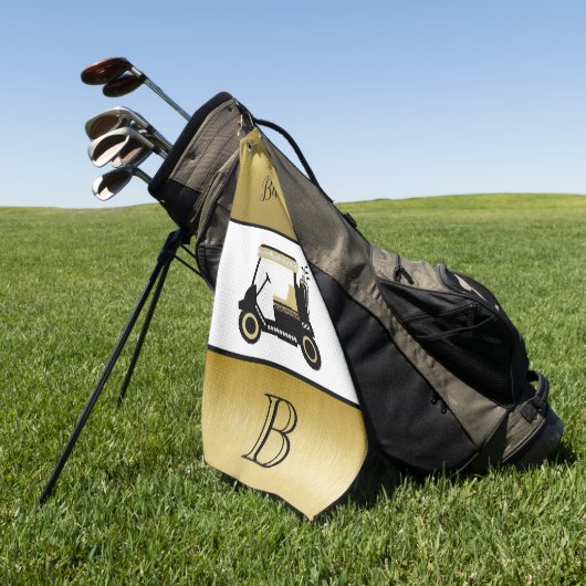 Fun Glam Golf Cart Monogram Naam Golfhanddoek (Groen)