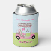 Fun Glam Golfkar Bericht Monogram Naam Blikjeskoeler (Blikje Voorkant)