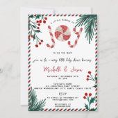 Fun Glitter Christmas Candy Cane Joy Baby shower Kaart (Voorkant)