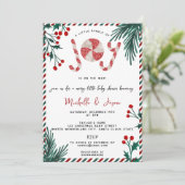 Fun Glitter Christmas Candy Cane Joy Baby shower Kaart (Staand voorkant)