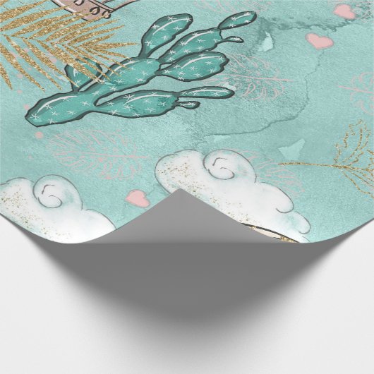 Fun Glitter Desert Llama Cadeaupapier (Hoek)