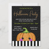 Fun Glitter Pumpkin Black Sinaasappel Halloween Kaart (Voorkant)