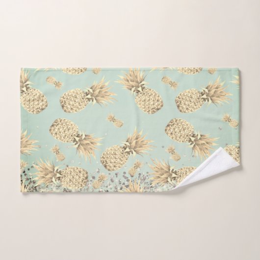 Fun Glittery Golden Pineappels Bad Handdoek (Handdoek)