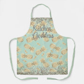 Fun Glittery Golden Pineapples Kitchen Goddess Schort (Voorkant)