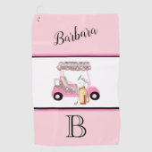 Fun Glitzy Golf Cart Monogram Naam Golfhanddoek (Voorkant)