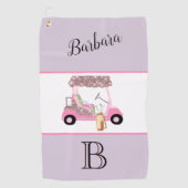 Fun Glitzy Golf Cart Monogram Naam Golfhanddoek (Voorkant)