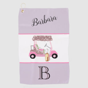 Fun Glitzy Golf Cart Monogram Naam Golfhanddoek
