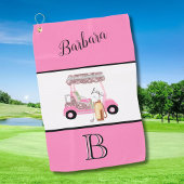 Fun Glitzy Golf Cart Monogram Naam Golfhanddoek