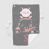 Fun Glitzy Golf Cart Monogram Naam Golfhanddoek (Insitu)