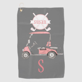 Fun Glitzy Golf Cart Monogram Naam Golfhanddoek