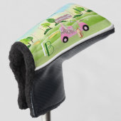 Fun Glitzy Golf Cart Monogram Name Putter Golfheadcover (3/4 voorkant)