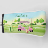 Fun Glitzy Golf Cart Monogram Name Putter Golfheadcover (Voorkant)