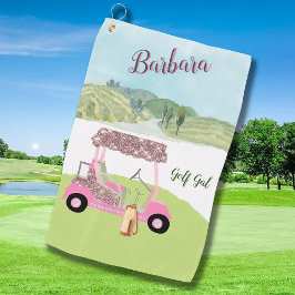 Fun Glitzy Golf Cart Schilderachtig, twee kleuren Golfhanddoek