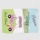 Fun Glitzy Golf Cart Schilderachtig, twee kleuren Golfhanddoek (Horizontaal)