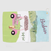 Fun Glitzy Golf Cart Schilderachtig, twee kleuren Golfhanddoek (Horizontaal)