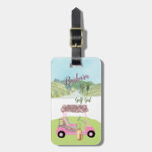 Fun Glitzy Golf Gal Cart Schilderachtig Bagagelabel (Voorkant verticaal)