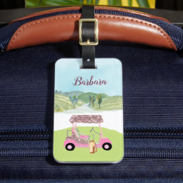 Fun Glitzy Scene Golf Player Cart Bagagelabel