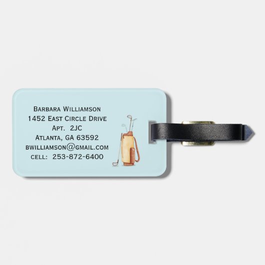 Fun Glitzy Scene Golf Player Cart Bagagelabel (Achterkant horizontaal)